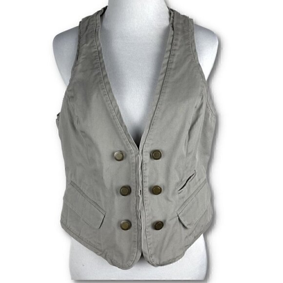 New York and Co Womens vest size 8 khaki vintage 90s Y2k - Picture 1 of 8